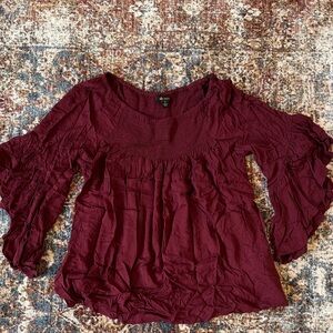 Ella Moss Deep Red Ruffle Blouse